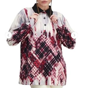 Juicy Couture Y2K Purple and White Collared Blouse Sz S